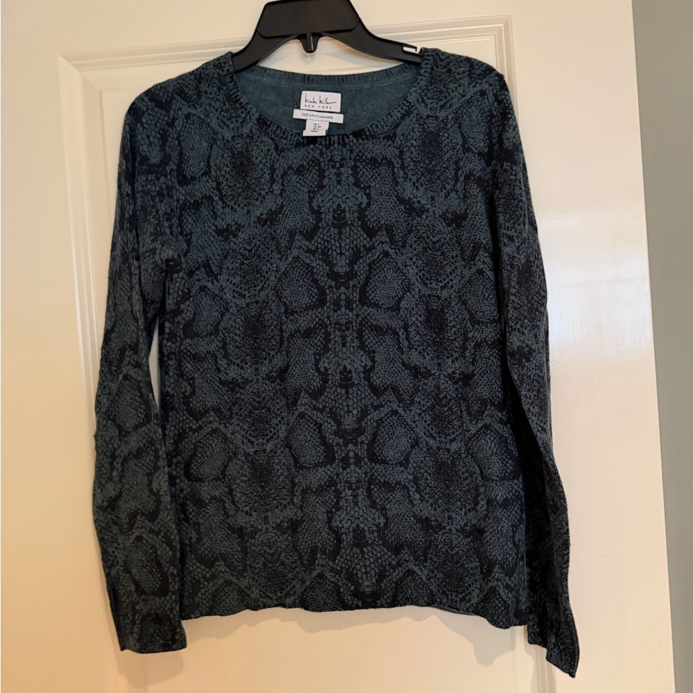 Nicole Miller Teal Cashmere Knit Sweater